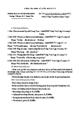Đáp án đề kiểm tra giữa học kì II Tiếng việt lớp 5 phần Đọc tiếng - Năm học 2016-2017 - Trường Tiểu học số 2 xã Thanh Yên